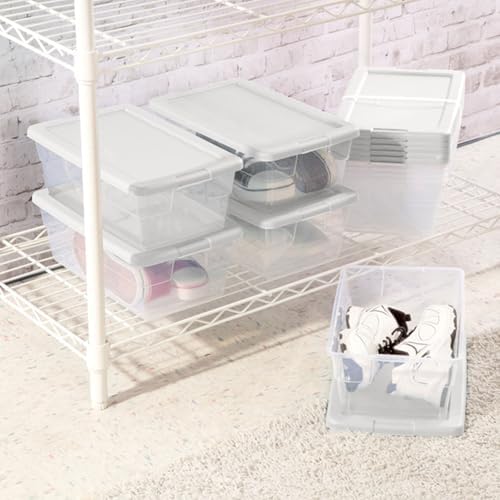 Sterilite Storage Boxes, Stackable Clear Plastic Bins, 6 Quart - Image 4