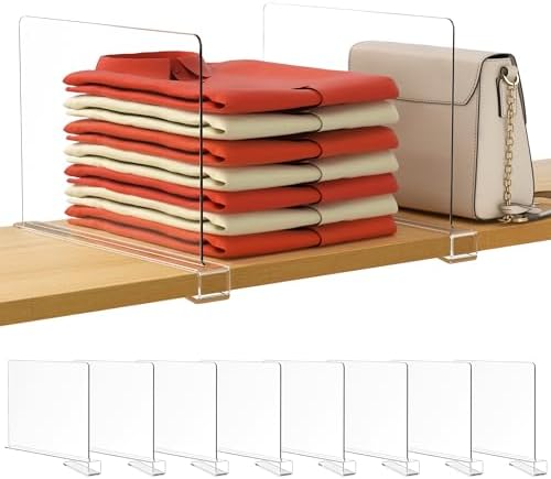HBlife 8 Pack Clear Shelf Dividers, Vertical Purse Organizer by HBlife