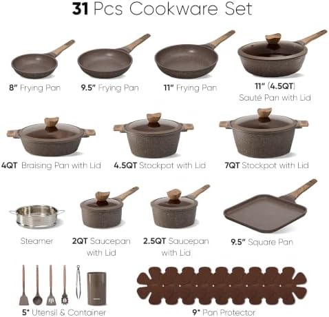 CAROTE 31pcs Nonstick Pots and Pans Set, Cookware Sets - Image 2