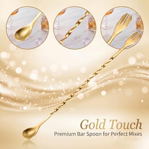 Boao 8 Pcs 10 Inch Long Bar Spoon, Cocktail Mixing Stirrers - Image 3