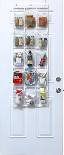 Simple Houseware 15 Pockets Clear Over the Door Pantry Organizer, 2 Pack - Image 5
