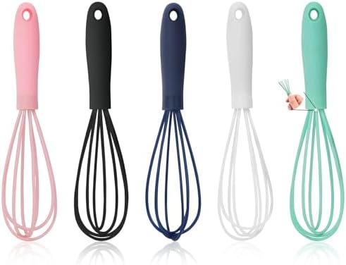 5 Pcs Silicone Mini Whisk, Stainless Steel Dough Small Whisk by NCAM