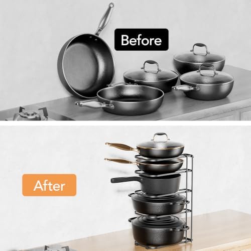 ORDORA 5-Tier Pot and Pan Organizer 16.6", No Assembly Cookware Rack 1-Pack - Image 6