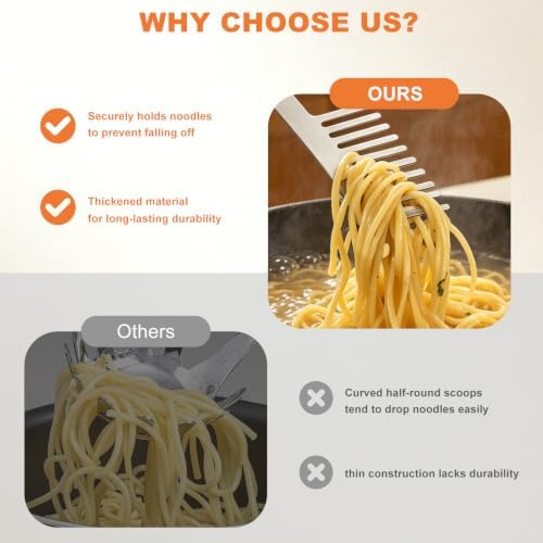 304 Stainless Steel Pasta Server, Easy Spaghetti Serving Fork - Image 4