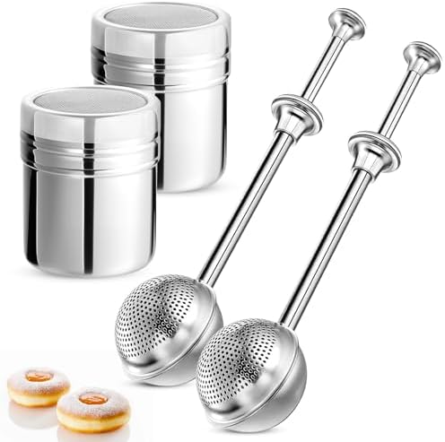 4 Pack Powdered Sugar Shaker Duster, Stainless Steel Cinnamon Sugar Shaker & by ARTOSHIN