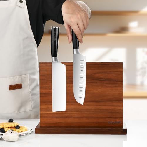 Magnetic Knife Block, Acacia Wood Kitchen Knife Holder - Image 6