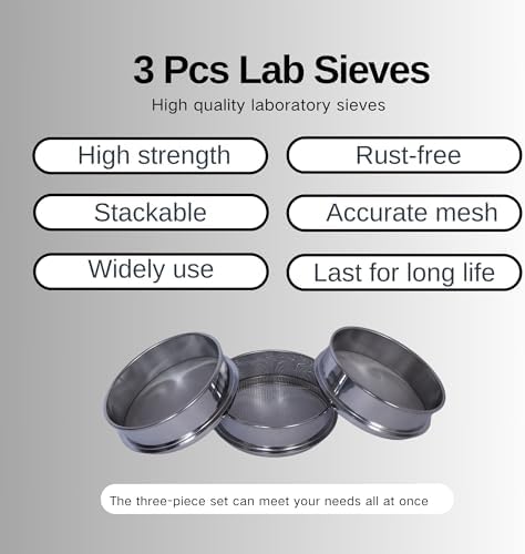 3 Pcs Lab Sieves，6 Inch Diameter Test Sifter 10Mesh（2.19mm）、80Mesh（0.217mm）and - Image 5