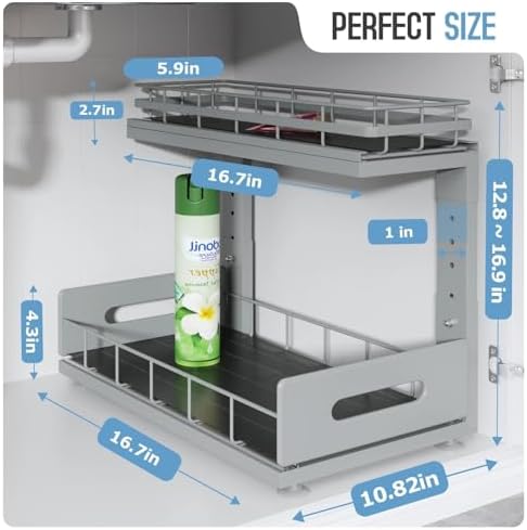 Under Sink Organizer Upgrade To Professional Rails, 2-Tier Dual Pull Out - Image 2