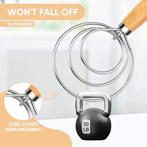 Maxjoy Danish Dough Whisk, Stainless Steel Wooden Bread Tool - Image 2