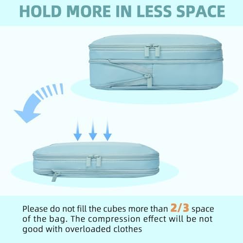 BAGAIL 4 Set/6 Set/8 Set Compression Packing Cubes Travel Accessories - Image 5