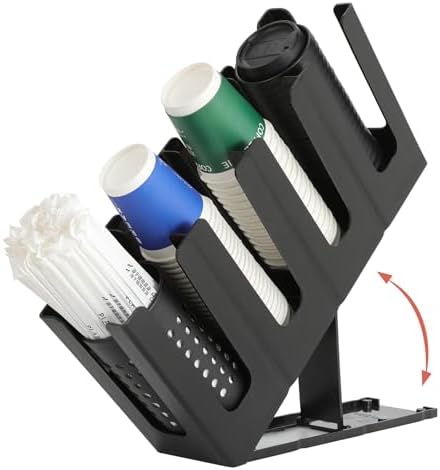 Paper Cup and Lid Holder with Straw Organizer, 4 Compartment Adjusting by cupholder