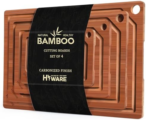 Hiware 4 Pieces Extra Large Wooden Cutting Boards Set- Bamboo Cutting Boards by HIWARE