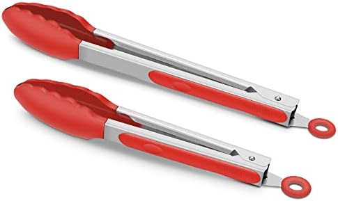2 Pack Silicone Kitchen Tongs, 9 & 12 Inch, Stainless Steel by ALLWIN-HOUSEWARE