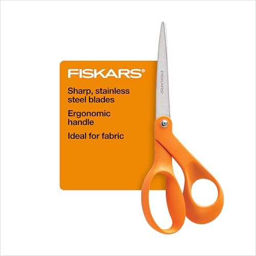 Fiskars 8" Original Orange-Handled Stainless Steel Scissors, Ergonomic and by Unknown