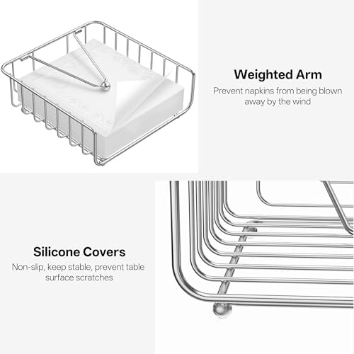 Napkin Holder for Table with Weighted Arm, Dinner Metal Flat Napkin Holders for - Image 4