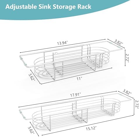 Sink Caddy Sponge Holder Kitchen Sink Organizer Expandable 13.4" to 17.1" - Image 4