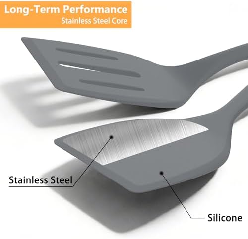 Silicone Spatula Turner Set, 600°F High Heat Resistant Spatulas - Image 4