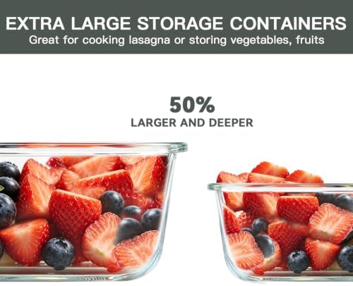 M MCIRCO 6 Pack Extra Large Glass Food Storage Containers - Image 3