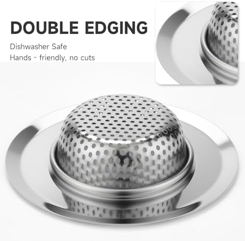 Kitchen Sink Drain Strainer, Premium Stainless Steel Rust-Proof Wide Rim - Image 3