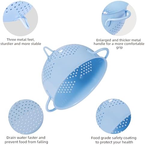 Metal Colander 5 Quart Powder Coated Self-draining Metal Strainer - Image 5
