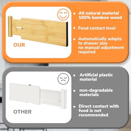 BAMEOS 4" High Bamboo Drawer Dividers - Image 3