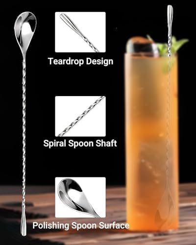 Bar Spoon Set 10 Inch Stainless Steel Cocktail Mixing Spoon 2Pack - Image 2