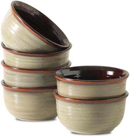 HASENSE Ceramic Cereal Bowls Set of 6, 20 oz Reactive Glaze Grey Soup Bowls by Hasense