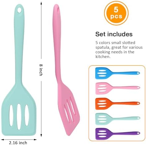 5 Pcs Small Silicone Spatula, Mini Slotted Turner - Image 2