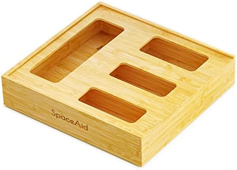 SpaceAid Bag Storage Organizer for Kitchen Drawer, Bamboo Organizer, Compatible by SpaceAid