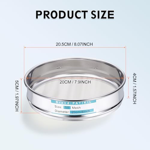 PATIKIL 45 Mesh Lab Sieve, 7.9" Diameter Sifting Screen 304 Stainless Steel - Image 2