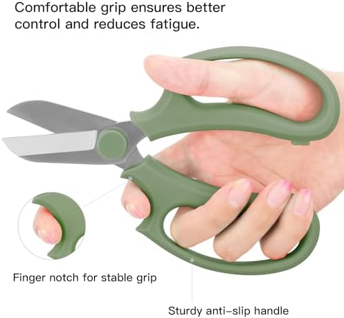 Housolution Flower Scissors, Steel Garden Pruning Shears, Avocado Green - Image 4