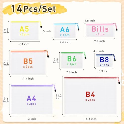 14pcs Mesh Zipper Pouch Bags, 8 Sizes Zippered Storage Bags - Image 2