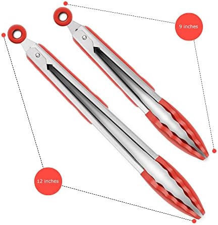 2 Pack Silicone Kitchen Tongs, 9 & 12 Inch, Stainless Steel - Image 4