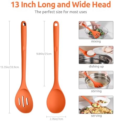 U-Taste Silicone Spoons Set of 2, 13.3" Long Large Mixing Spoon - Image 2