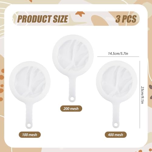 3-Piece Fine Mesh Strainer Set, 400/200/100 Mesh Nylon Sieve - Image 2