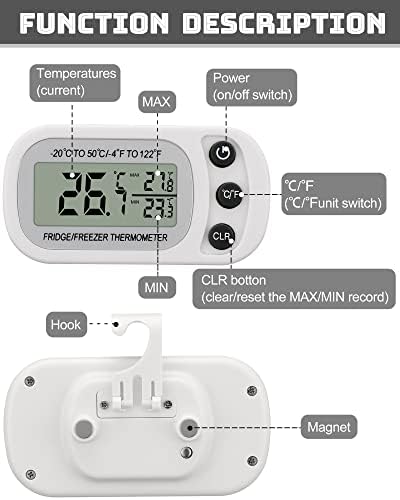 Frienda 12 Pcs Black and White Fridge Thermometer Refrigerator - Image 2