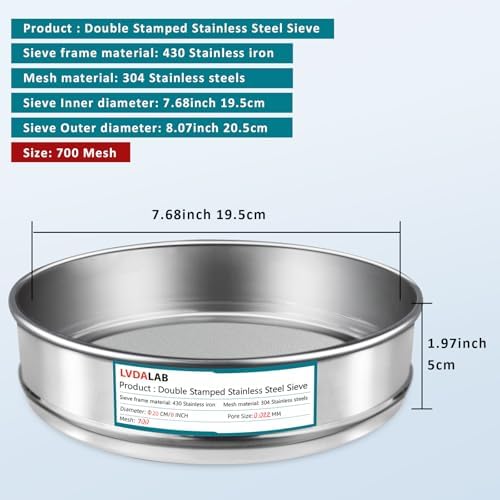 7.9" 304 Stainless Steel Lab Sieve, 700 Mesh Screen Sifter - Image 2