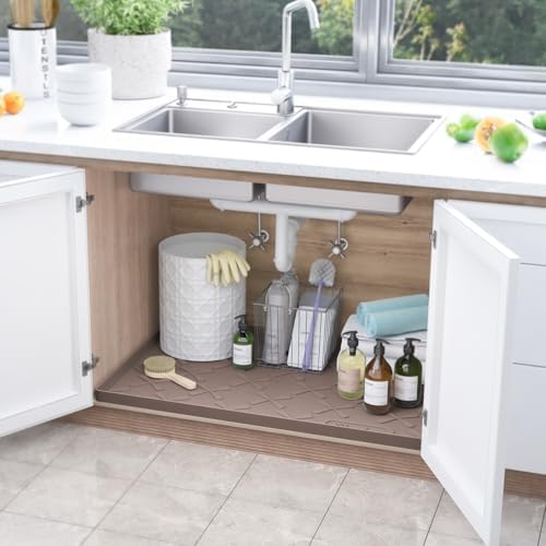 SIKADEER Waterproof Under Sink Mat Silicone 28" x 22" Kitchen Cabinet liner - Image 2