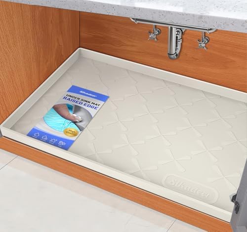 SIKADEER Waterproof Under Sink Mat Silicone 28"x19", Kitchen Cabinet Liner by SIKADEER