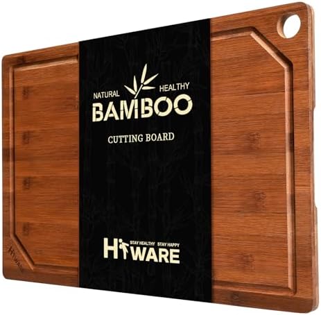 Hiware Wood Cutting Boards for Kitchen, Heavy Duty Bamboo Cutting Board by HIWARE