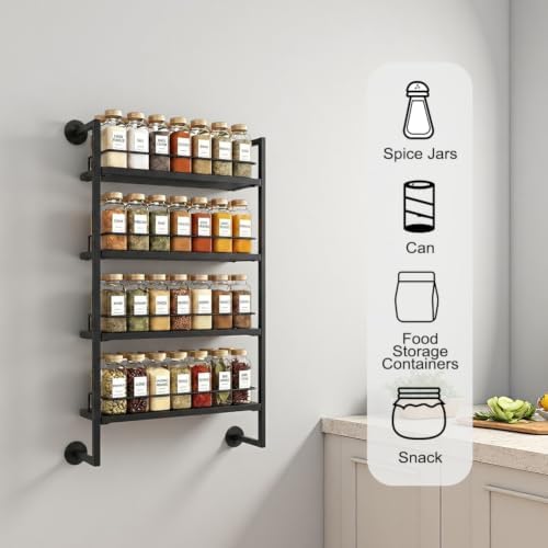 4 Tier Spice Rack Wall Mounted for Kitchen, Large Capacity Organizer - Image 4