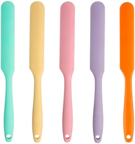 5 Pcs Silicone Jar Spatula Set, Sourdough Spatula, Long Handle Thin Spatulas by Kunovo