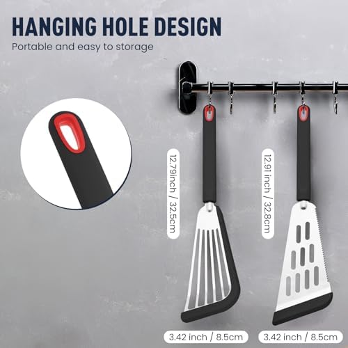 2-Piece Silicone Fish Spatula for Nonstick Cookware, Thin Slotted Turner - Image 7
