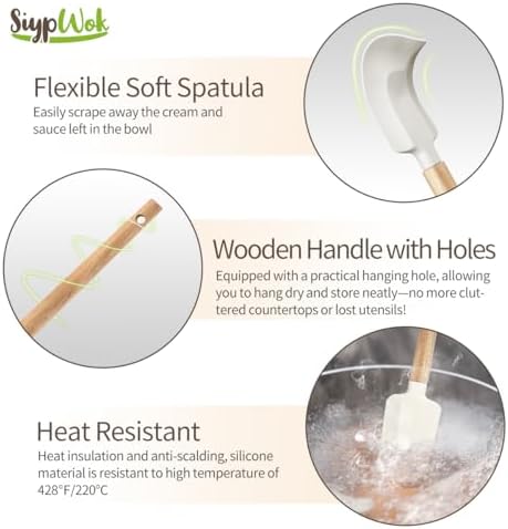 Silicone Spatula Set, Food Grade Rubber Spatula-5 Piece Nonstick Rubber Spatulas - Image 5