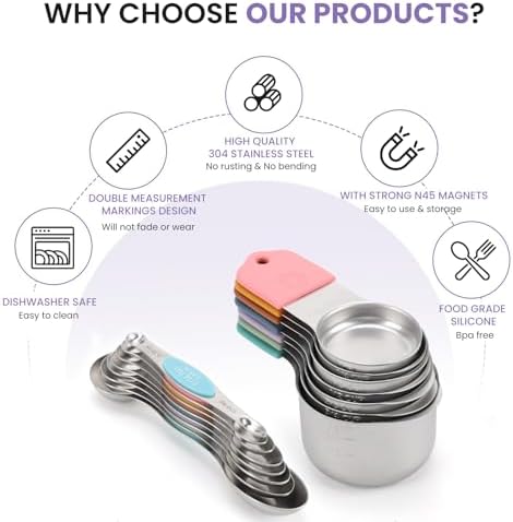 Magnetic Measuring Cups and Spoons Set-Heavy Duty 304 Stainless Steel - Image 2