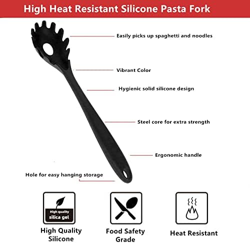 Spaghetti Spoon Pasta Fork, Silicone Pasta Fork, 11.2 inch Spaghetti Strainer - Image 3