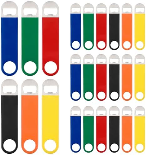 24 Pack Stainless Steel Flat Bottle Openers 7 Inch, 6 Colors Heavy Duty Bulk by Unknown