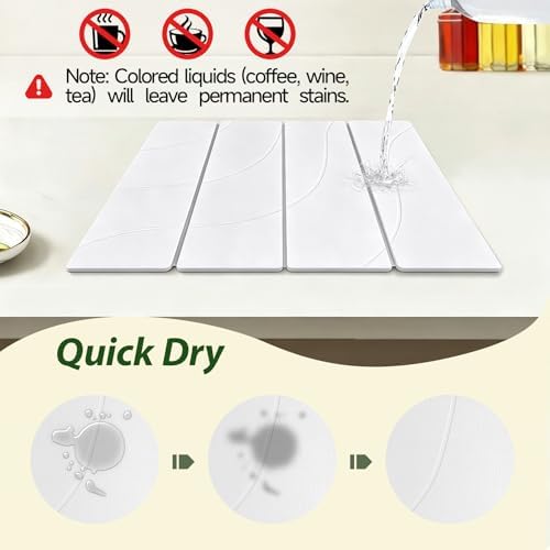 Large Stone Drying Mat for Kitchen Counter, Water-Absorbent Marble Diatomaceous - Image 4