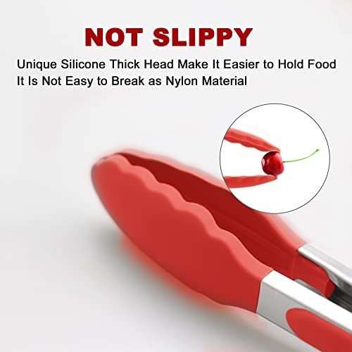 2 Pack Silicone Kitchen Tongs, 9 & 12 Inch, Stainless Steel - Image 2