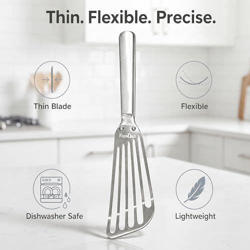 KSENDALO 2 Pack Flexible Fish Spatula Stainless Steel - Image 3